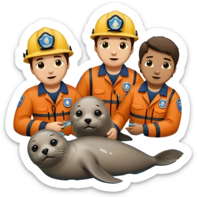 National Oceanic and Atmospheric Administration rescue workers rescue a seal multiple workers sticker