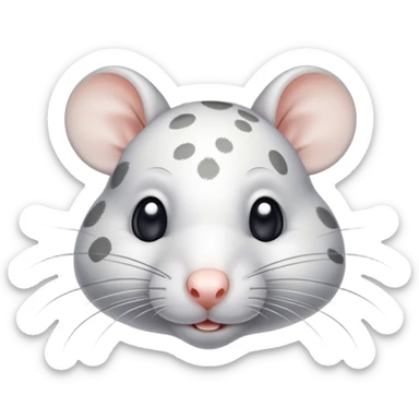 ￼ ￼ white rat with grey spots with a body ￼￼￼ sticker