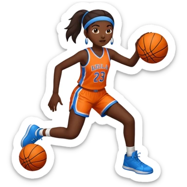 A Indian girl with a basketball for her legs sticker