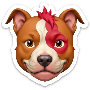 very tattoed face pitbull dog with red spiky hair sticker