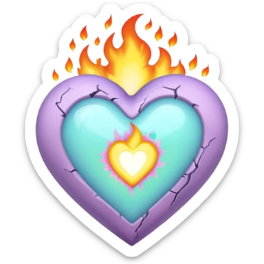 pastel goth heart with pastel flame sticker
