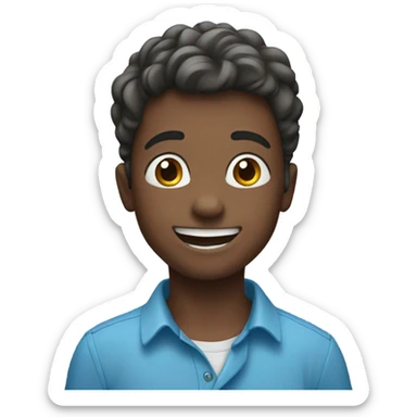 happy boy in blue shirt sticker