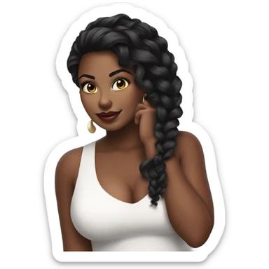 profle picture stunning curvy black woman, nice makeup black braded hair sticker