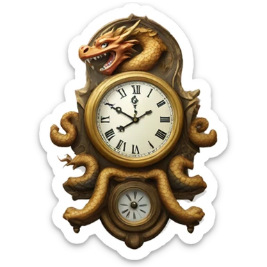 Antique clock with dragon on edge sticker