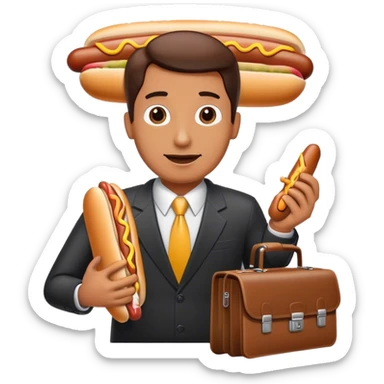 Hot dog business man carrying briefcase sticker