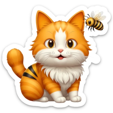 Cat with a bee sticker