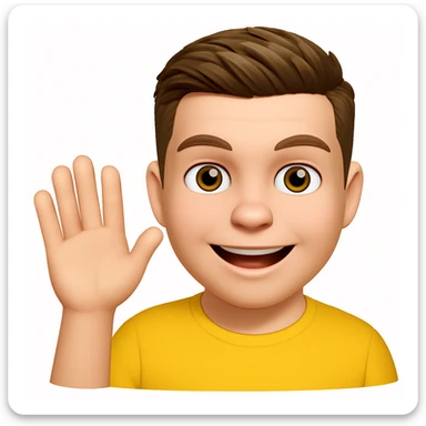 Based on these photos, make an emoji with facial features preserved, man say hello sticker