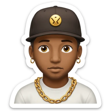 black guy with golden chains flesh tunnels and a snapback cap sticker