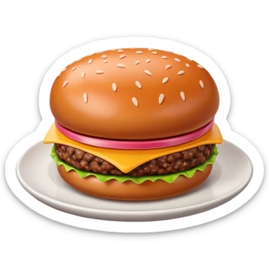 A 3D cartoon portion of minced meat shaped like a burger patty on a plate, soft lighting, Memoji-style. sticker