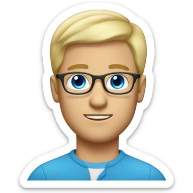 Blond guy with facial hair, eyeglasses and blue eyes sticker
