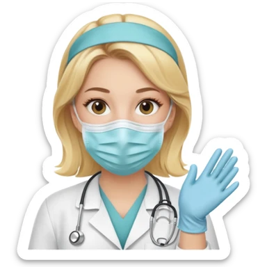 medica rubia con mascarilla y guantes sticker