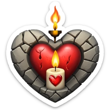 realistic gothic heart with a candle sticker