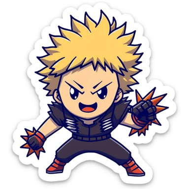 Bakugo Katsuki from My Hero Academia with explosive quirk sticker