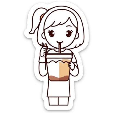 girl drinking ice cappuccino  sticker