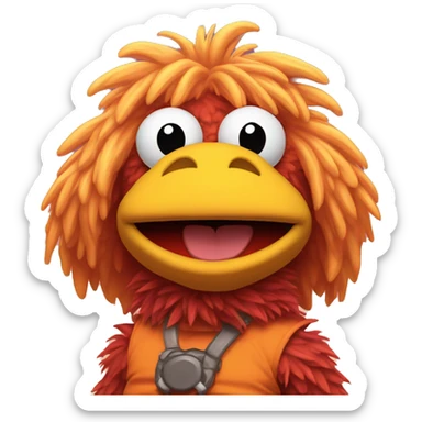 Detailed image of  fraggle rocks hot muscle trainer sunset colored sticker