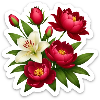 Lilien und rote Pfingstrosen sticker