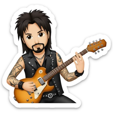 Gitarrist mit schwarz braunem Haar, Kinnbart wie Nikki Sixx sticker