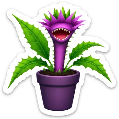 Black and purple Venus flytrap with vines sticker