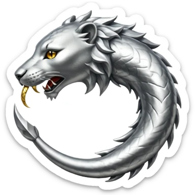 Silver Elder Scrolls Online Lion eating its tail Ouroboro sticker