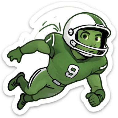 Football player hurdling rocketship  sticker