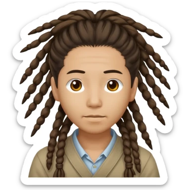 Casual person with tied-back dreadlock, asian sticker