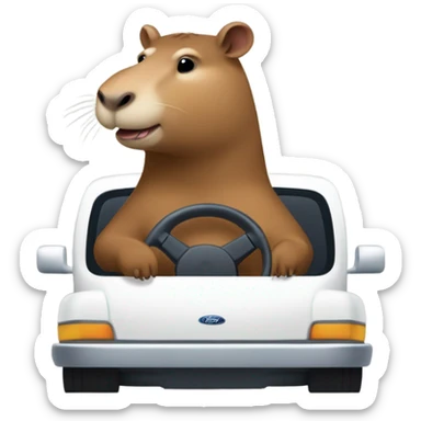 Capybara driving a ford f150 sticker