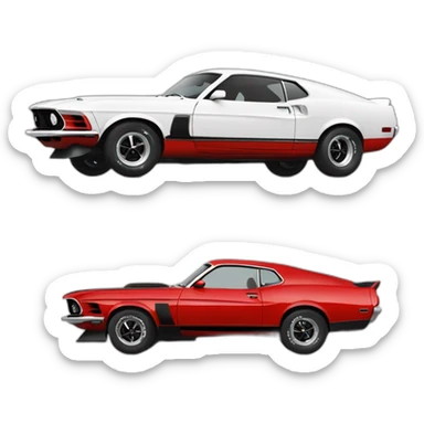 Red mustang mach 1 profil right side sticker