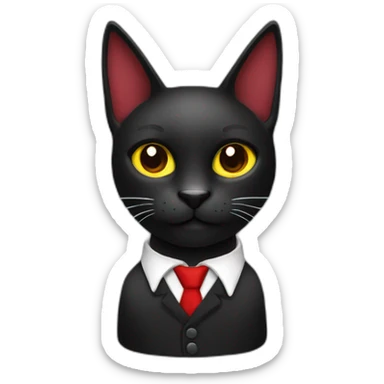 customer service black cat with red tie 3/4 profile sticker