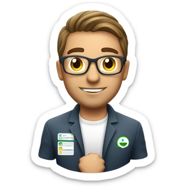 white brazilian man IT database administrator working on demand with a TAP company logo behind him sticker