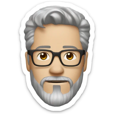 Un homme blanc avec des lunettes de tony stark argentée, avec une barbe de 10cm châtain et les cheveux aussi. les cheveux plus courts sur les tempes sticker