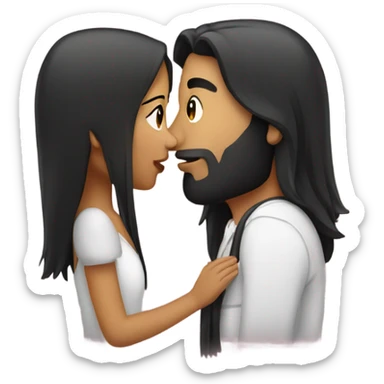 Guy with long black hair kissing Filipina girl sticker