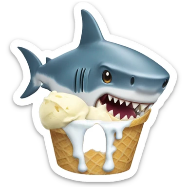 Shark eating ice cream sticker