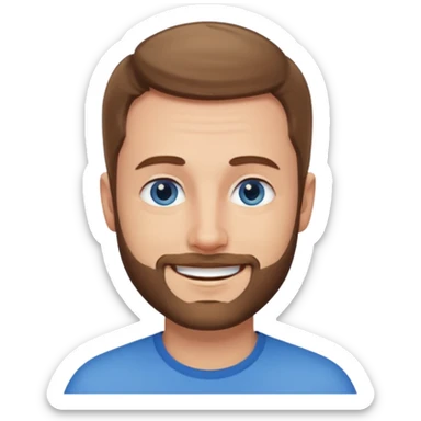 homme yeux bleus presque chauve mais encore avec des cheveux clairsemées et une barbe courte moins de chevaux et sourir sticker