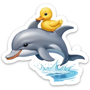 Yellow duck riding dolphin sticker