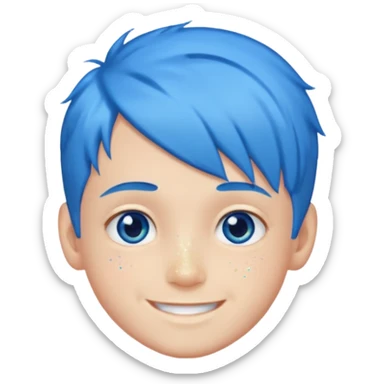 glitter blue gamer Boy happy blue hair sticker