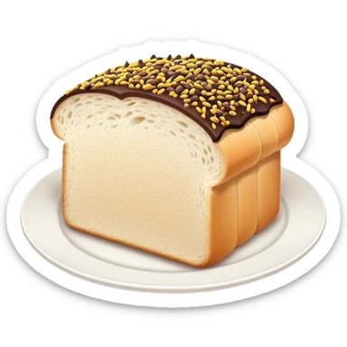 Slice of white bread on a white plate with chocolate sprinkles on top sticker