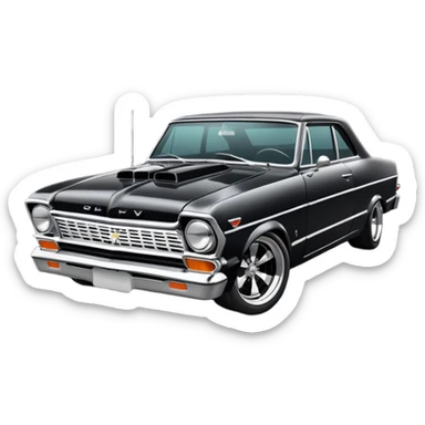 Catwoman’s  black-chrome 1965 Chevy Nova SS street rat rod sticker