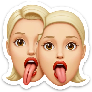 woman with two heads sticking out their tongues sticker