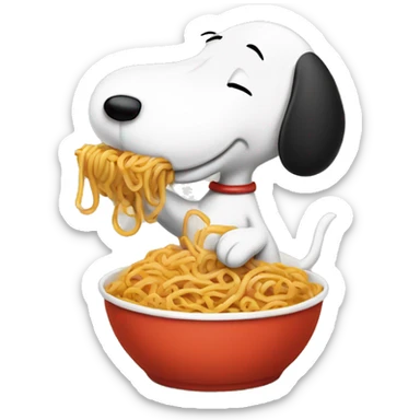 Snoopy eating spicy noodles  sticker