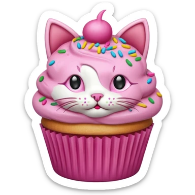 cat cupcake pink funny sticker