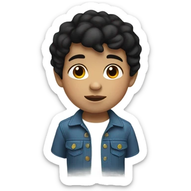 Hispanic toddler boy black hair pale skin sticker