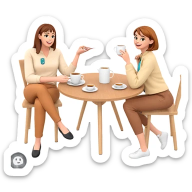 girls enjoying coffee together sticker
