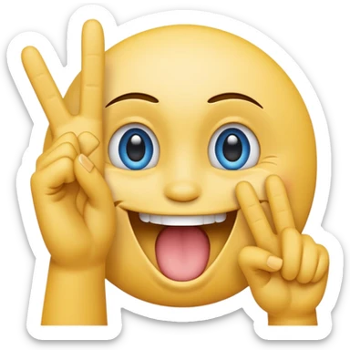Smiley face with open mouth and blue eyes and two hands with middle fingers up sticker