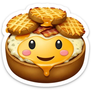 Crispy, coin-shaped tot filled with gooey cheese, savory bacon bits, and fluffy potatoes. sticker