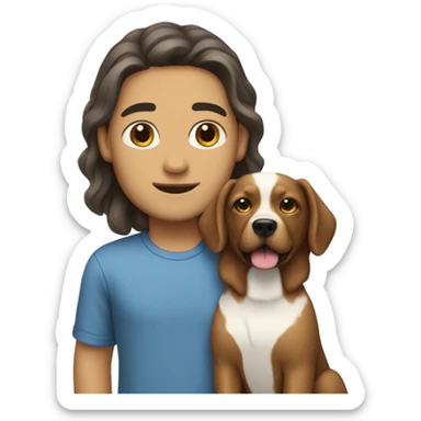 Bald boy with long-haired mixed breed brunette  sticker