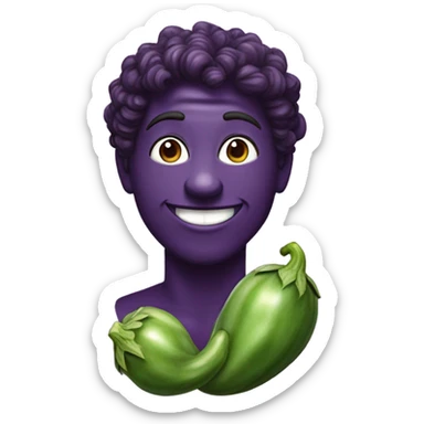 realistic portrait of smiling man as eggplant  sticker