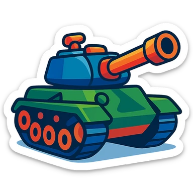 A tank in the style of vibrant toon sticker