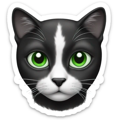 Cat black and white with green eyes  sticker