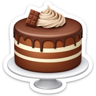 White cake with brown chocolate sticker
