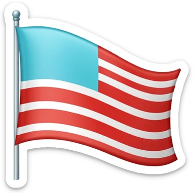 Flag with 3 stripes: first is white second is cyan third is red sticker